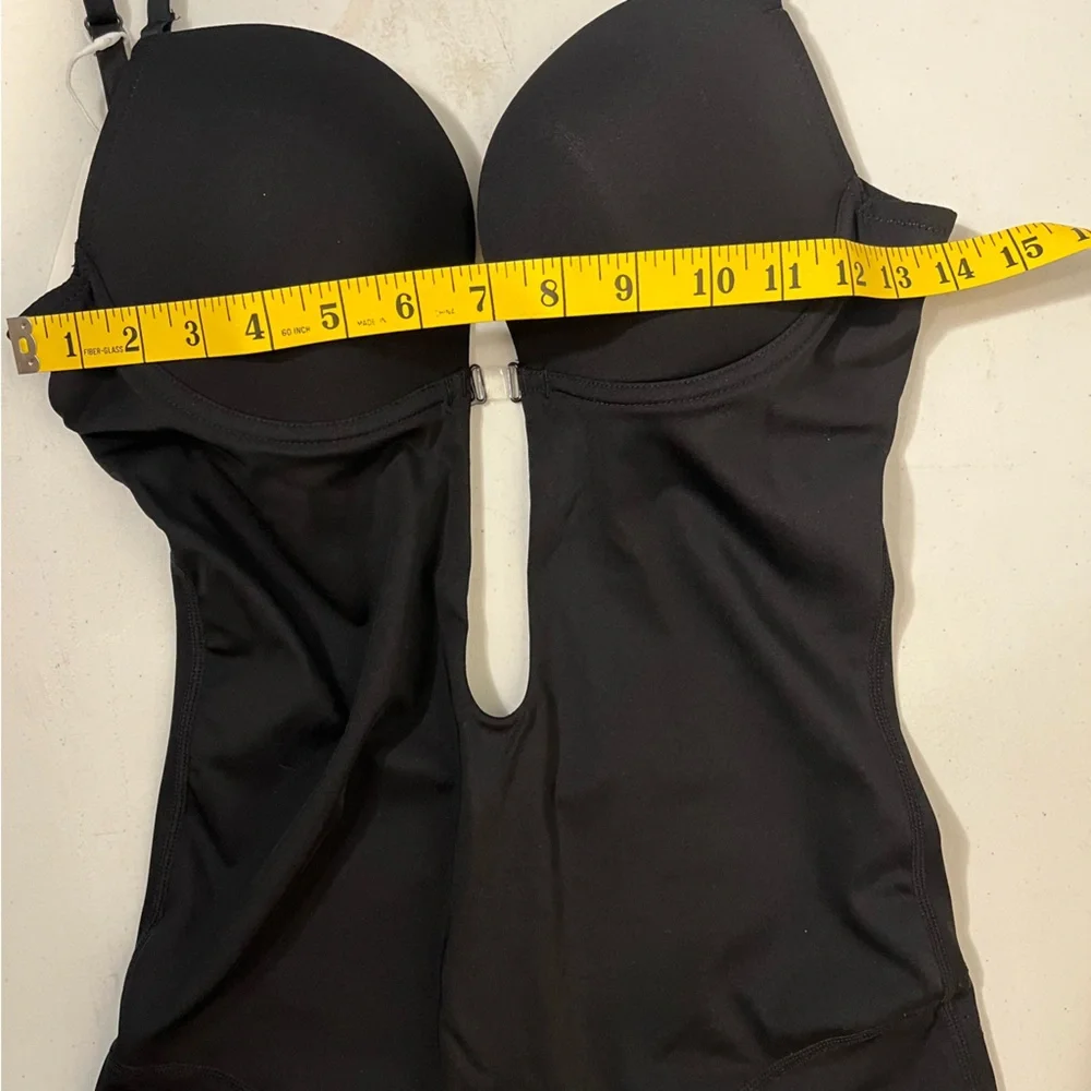 Slimers Black Backless Shapewear Strapless Bodysuit Low Back Plunge Bra Small - Picture 7 of 9